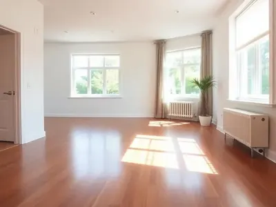 Bright spotless home interior with gleaming hardwood floors