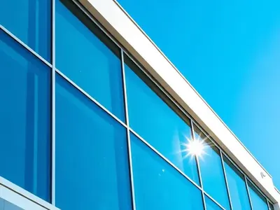 Crystal clear sparkling windows on a modern home exterior
